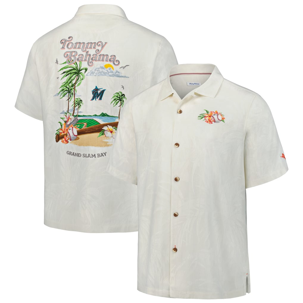  Miami Marlins Tommy Bahama Grand Slam Bay Camp Button-Up Shirt - White